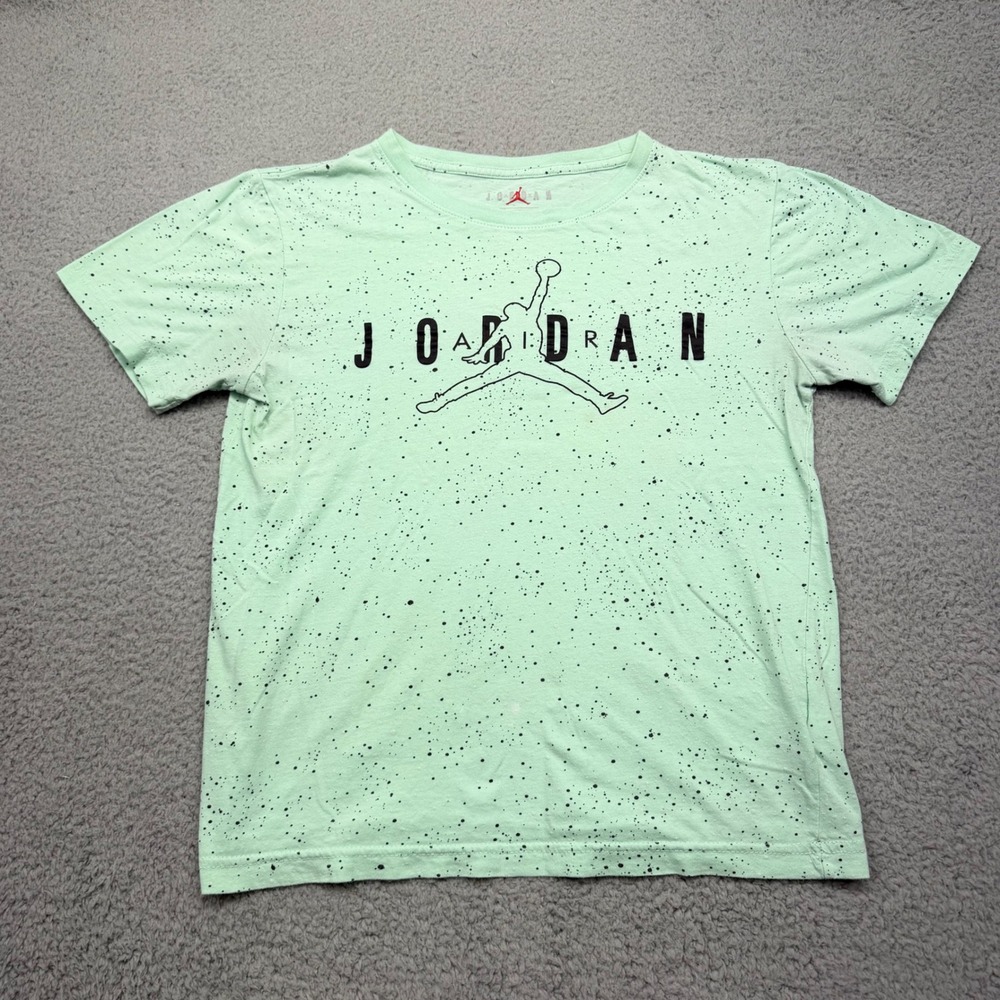 Nike Air‎ Jordan B236-E6D Boys Large Mint Green Speckle Jumpman Graphic T-Shirt
